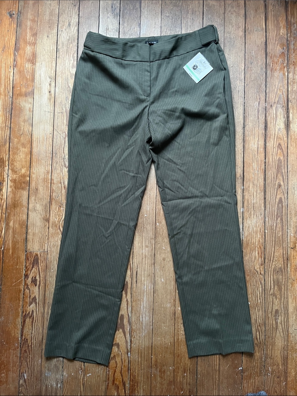 Relativity Olive Pinstripe Straight-Leg Dress Pants
